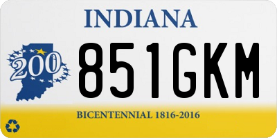 IN license plate 851GKM