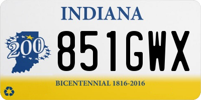 IN license plate 851GWX