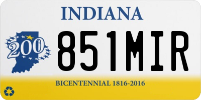 IN license plate 851MIR