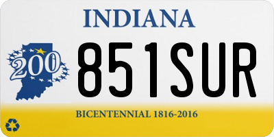 IN license plate 851SUR