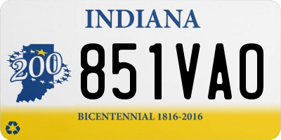 IN license plate 851VAO