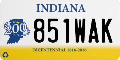 IN license plate 851WAK