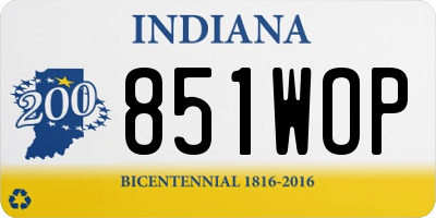 IN license plate 851WOP