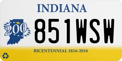 IN license plate 851WSW