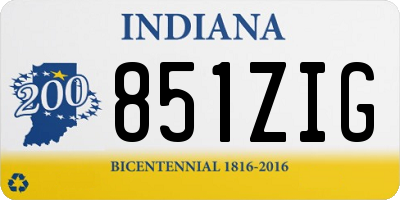 IN license plate 851ZIG