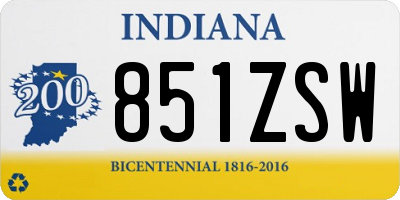 IN license plate 851ZSW