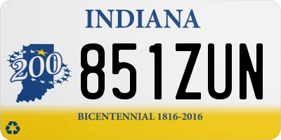 IN license plate 851ZUN