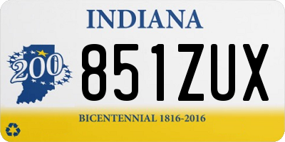 IN license plate 851ZUX
