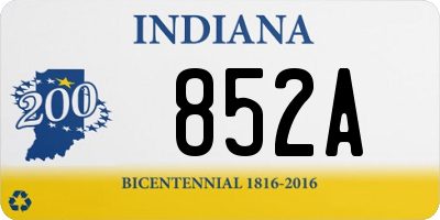 IN license plate 852A