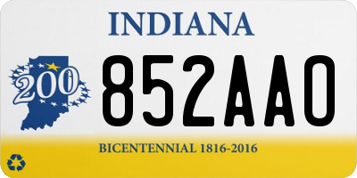 IN license plate 852AAO