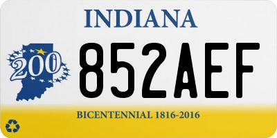 IN license plate 852AEF