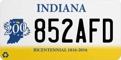 IN license plate 852AFD