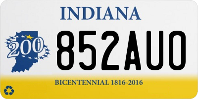IN license plate 852AUO