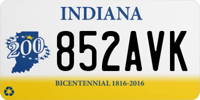 IN license plate 852AVK
