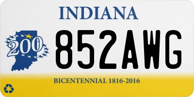 IN license plate 852AWG
