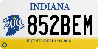 IN license plate 852BEM