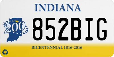 IN license plate 852BIG