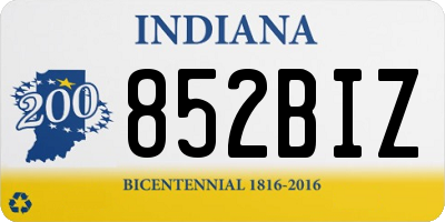 IN license plate 852BIZ