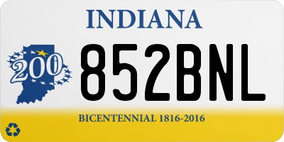 IN license plate 852BNL