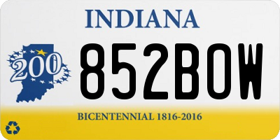 IN license plate 852BOW
