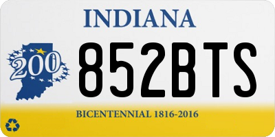 IN license plate 852BTS