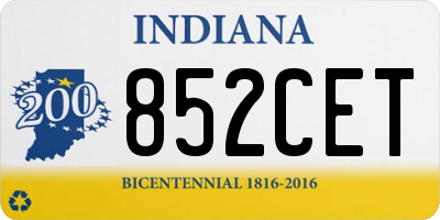 IN license plate 852CET