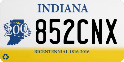 IN license plate 852CNX