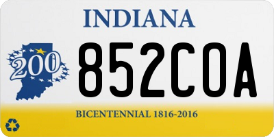IN license plate 852COA
