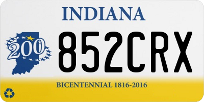 IN license plate 852CRX