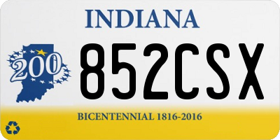 IN license plate 852CSX
