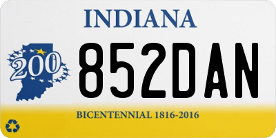 IN license plate 852DAN