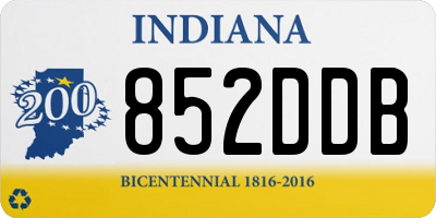 IN license plate 852DDB