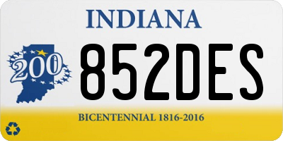 IN license plate 852DES