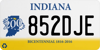 IN license plate 852DJE