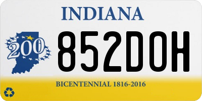 IN license plate 852DOH