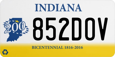 IN license plate 852DOV
