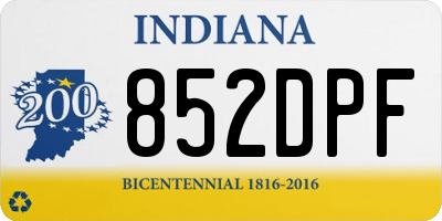 IN license plate 852DPF
