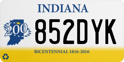 IN license plate 852DYK