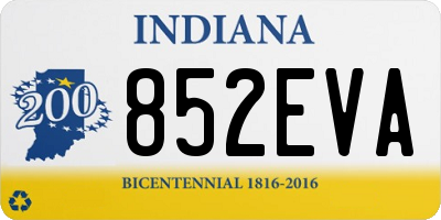 IN license plate 852EVA