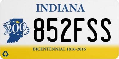 IN license plate 852FSS