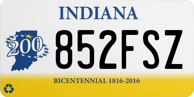 IN license plate 852FSZ