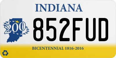 IN license plate 852FUD