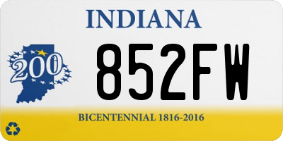 IN license plate 852FW