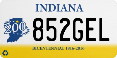 IN license plate 852GEL