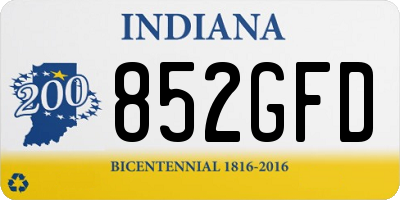 IN license plate 852GFD