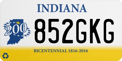 IN license plate 852GKG