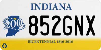 IN license plate 852GNX
