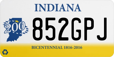 IN license plate 852GPJ