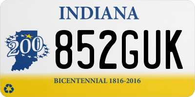 IN license plate 852GUK