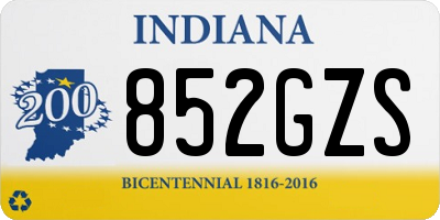 IN license plate 852GZS